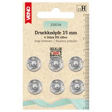 Veno trykknapper sølv 15 mm
