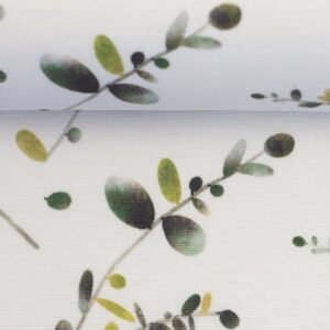 Coated bomuld grønne grene/blade på hvid