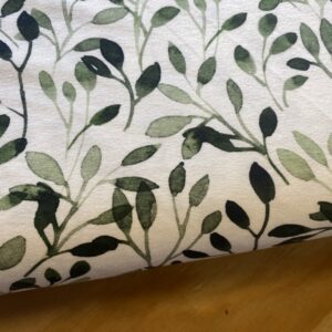 Viscosejersey olivengrene/blade på hvid