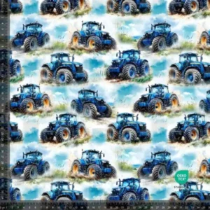 Bomuldsjersey blå traktor