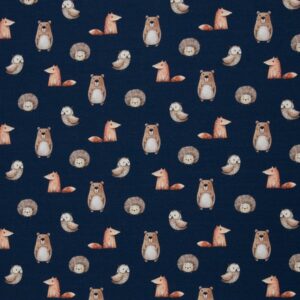 French terry blå m/ dyr