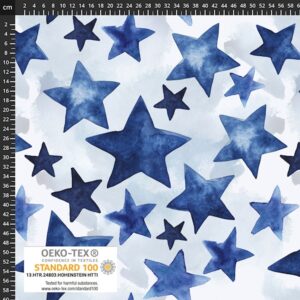 Bomuldsjersey store og små blå stjerner