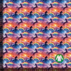 Bomuldsjersey enhjørning og regnbuer