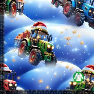 Bomuldsjersey juletraktor