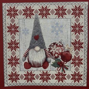 Panel gobelin jule nisse, julekugler og snefnugramme