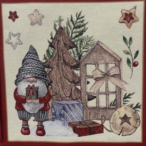 Panel gobelin jule nisse, gaver og træfigurer