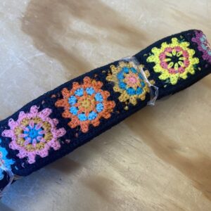 Hæklet oldemorfirkanter bånd - 50 mm sort