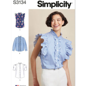 Simplicity 3134 U5 - Bluse / skjorte m/ flæse