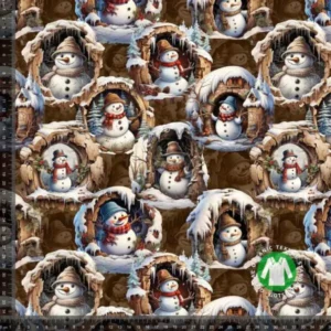 Bomuldsjersey snemænd i brune træhuler