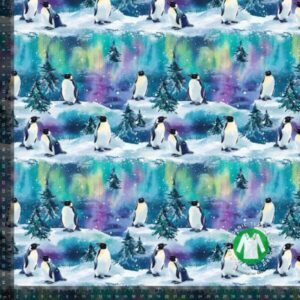 Bomuldsjersey pingviner og nordlys