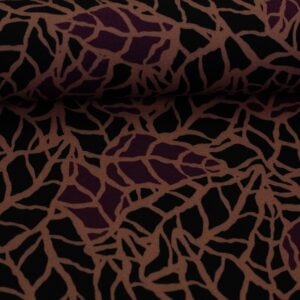 Viscose sort m/ beige og vinrøde blade