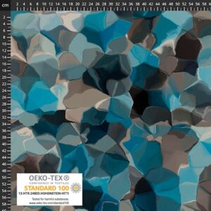 Bomuldsjersey mosaikmønster i turkis og grå