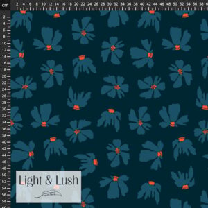 Light & Lush petrol / orange blomster på mørk petrol