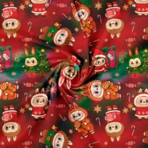 Bomuldsjersey Labubu juleprint