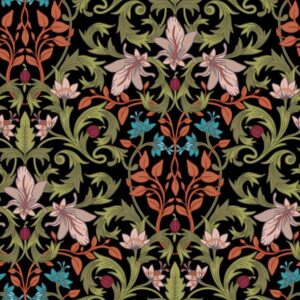 Kraftig lærred sort m/ smukke farvede blade