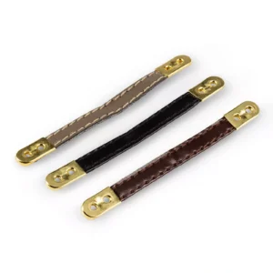 Imiteret læder tag til nakken i tøj - sort, grå og cognac