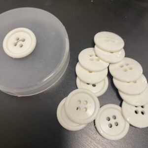 Pose 8 stk knapper - plastik hvid 20 mm