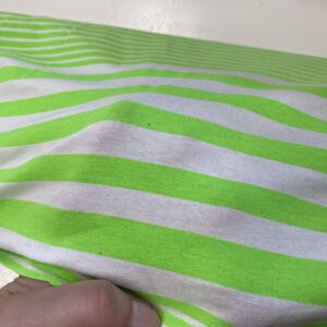 Bomuldsjersey neongrøn/hvide striber tyndere kvalitet